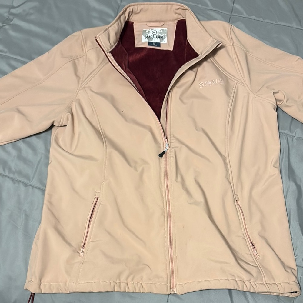 Magellan Outdoors Tan Ski Jacket with Standing Collar